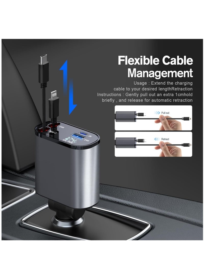 Compact Retractable Type-C Car Charger – Convenient Design for Effortless Charging - Image 1